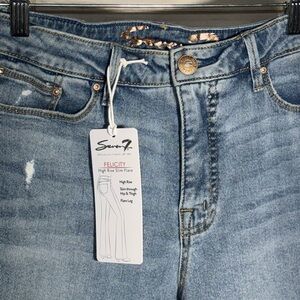 Seven7 Women's High Rise Slim Flare Jeans in Light Blue